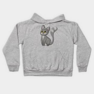 The Happy Adorable Cat Illustration Grey Kids Hoodie